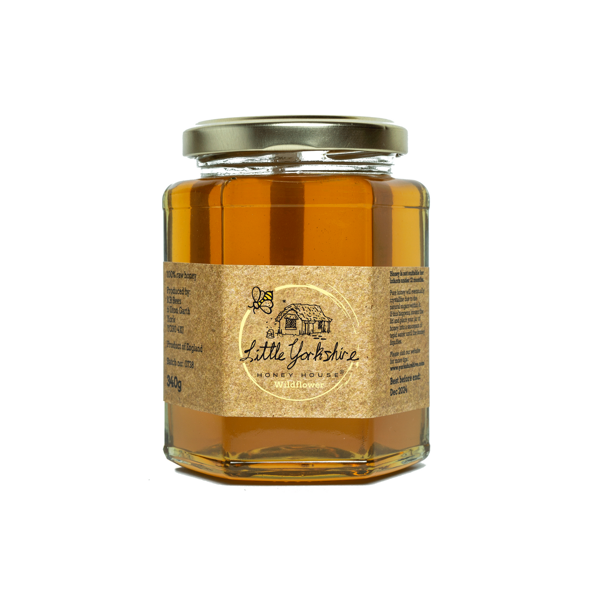 Pure Raw Wildflower Honey - 340g Jar - Little Yorkshire Honey House