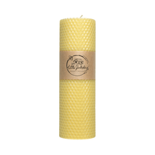 Load image into Gallery viewer, Hand-rolled beeswax pillar candle (large)