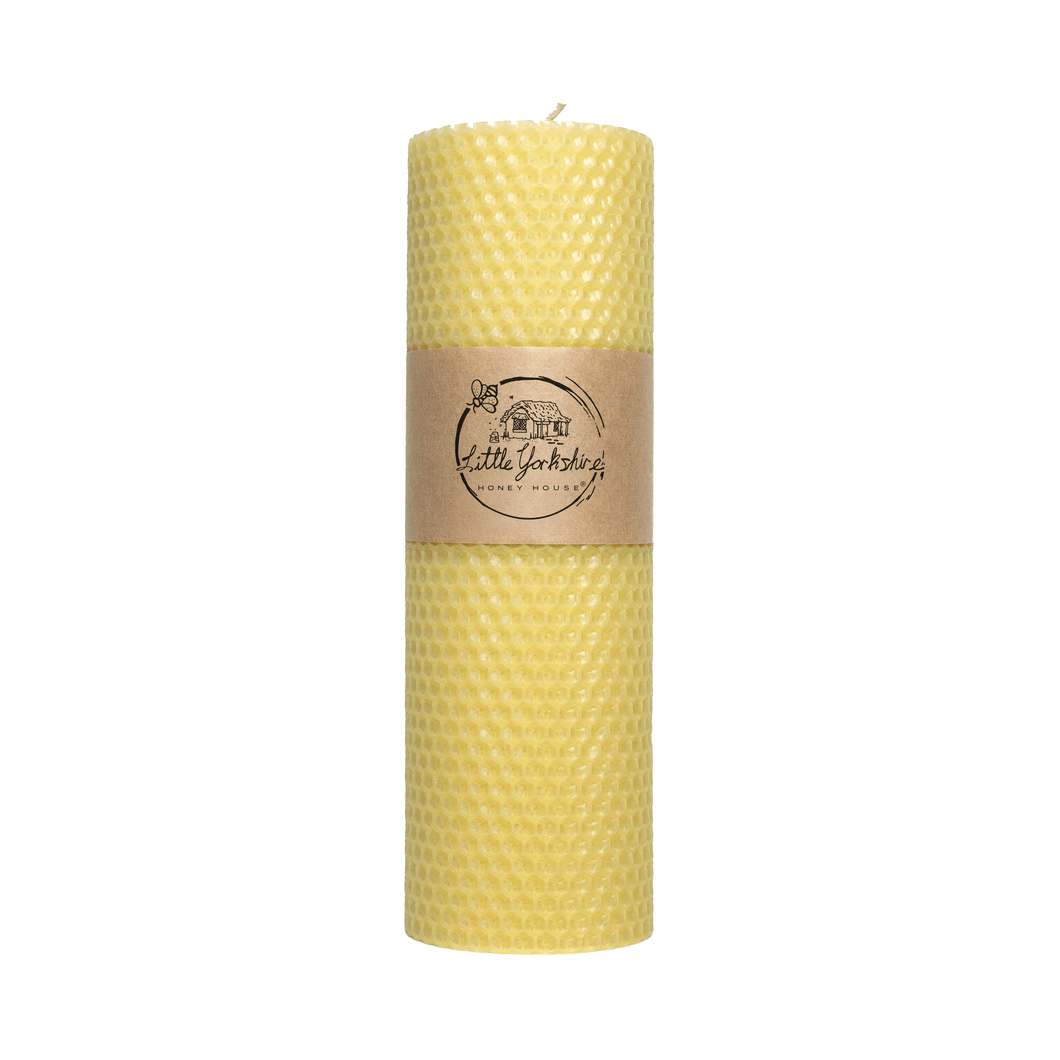 Hand-rolled beeswax pillar candle (large)