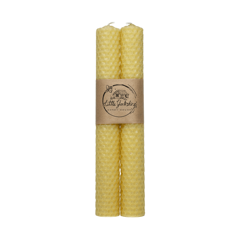 Hand-rolled beeswax tall candle - pair