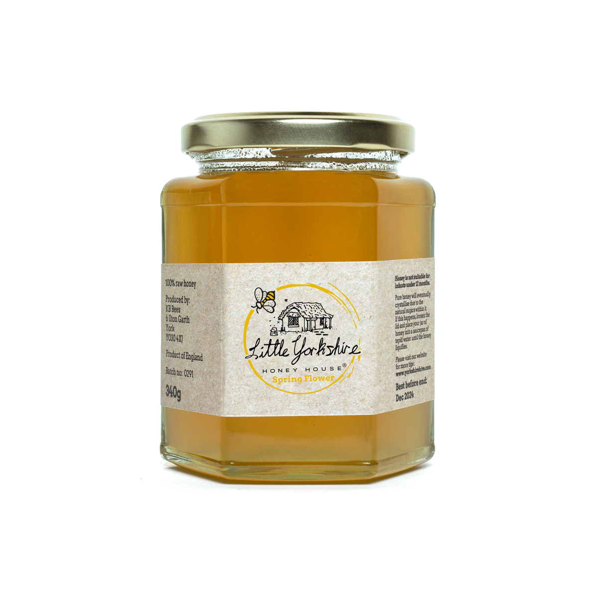 Pure raw Spring flower honey - 340g jar - Little Yorkshire Honey House